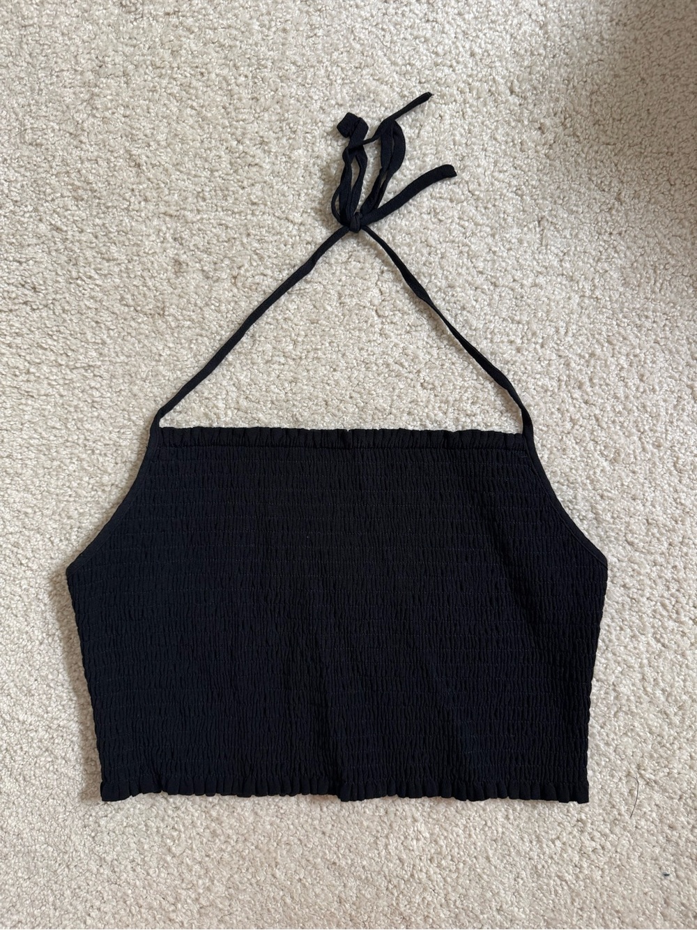 Aritzia (Sunday Best) - Black Halter Smocked Crop Top